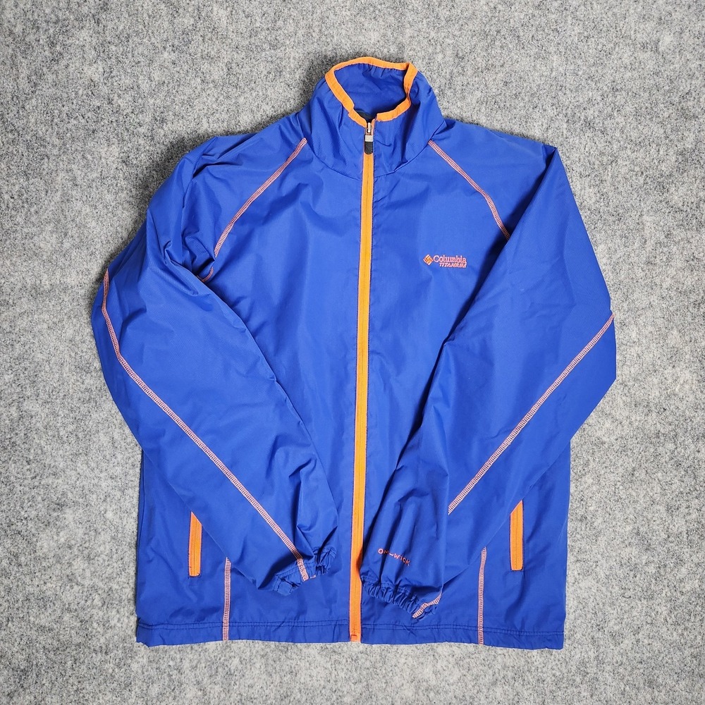 Columbia Titanium‎ Omni Wick Windbreaker Jacket Men M Blue Mesh Lining Full Zip
